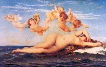 Alexandre Cabanel, Naissance de Venus (Engel, Putten, Venus, Akt, Erotik, nackt, Geburt der Venus, Symbolismus, Klassiker, lasziv,  Malerei, Wunschgröße, Schlafzimmer, Wohnzimmer, bunt)