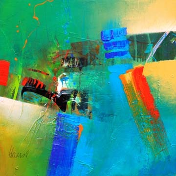Alfred Hansl, Concerto 1 (Abstrakt, Modern, abstrakte Formen, Farbklekse, Farbflächen, Dynamik, Bewegung, Wohnzimmer, Büro, Business, Wunschgröße, bunt)