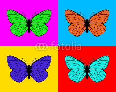 Alois, Schmetterlinge (Wunschgröße, Fotografie, Photografie, Popart, Design, Druck, Grafik, Insekt, Schmetterling, Schmetterlingsflügel, Flügel, Wohnzimmer, Kinderzimmer, Arztpraxis, bunt)
