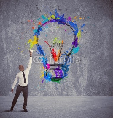 alphaspirit, Creative business idea (business, kaufmann, kreide, konzept, kreativ, kreativität, entwerfen, skizze, remis, zeichnung, electric, elektrizität, kunst, hell, glühbirne, energie, glas, glühend, grau, ideen, vorstellung, innovation, inspiration, intelligenz, erfindung, lamp)