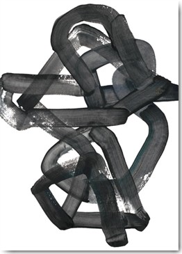 Lora Gold, Expression 3 (Abstrakt, Malerei, Pinselspur, verworren, Durcheinander, Knoten, dreidimensional, modern, zeitgenössisch, Wohnzimmer, Treppenhaus, Büro, Business, Wunschgröße, schwarz/weiß)
