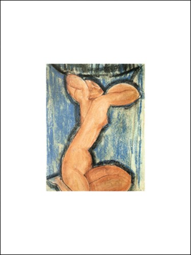 Amedeo Modigliani, Cariatide, 1913-14 (Büttenpapier) (Akt, Aktzeichnung, Karyatide, Kanephore, Frau, Studie, Expressionismus, klassische Moderne, Malerei, Wohnzimmer,  Schlafzimmer, bunt)