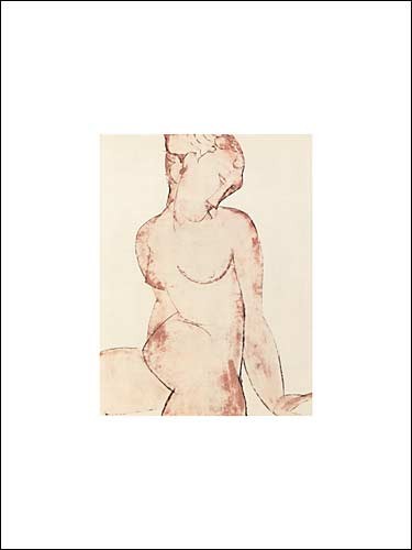 Amedeo Modigliani, Nudo Rosa, 1913-14 (Büttenpapier) (Akt, Aktzeichnung, Frau, Studie, Expressionismus, klassische Moderne, Zeichnung, Schlafzimmer, rosa)