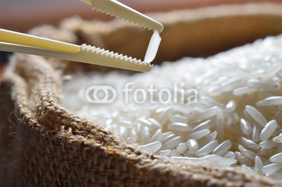 amenic181, Close up of rice grain with focus on one (trocken, roh, mahlzeit, reif, ernte, ost, bauernhof, asien, thai, samen, lang, rice, zoom, essen, samenkorn, weiß, makro, schließen, reisfeld, fasern, ashtray, abendessen, gesundheit, natur, eating, cereal, chinese, geädert, gesund, cooking, dietar)