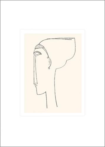 Amedeo Modigliani, Tête de profil, 1911 (Büttenpapier) (Portrait, Profil, Frau, Studie, Expressionismus, klassische Moderne, Zeichnung, Wohnzimmer, schwarz/weiß)