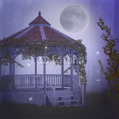Ancello, dreamy garden at night (garten, pavillon, nacht, romanze, romantisch, abstrakt, kunst, kunstvoll, hintergrund, classic, wolken, wolken, dunkel, dunkelheit, digitales, traum, traum, verträumt, effekt, fairy, märchen, phantastisch, fantasy, nebel, glühen, leaf, ausreise)