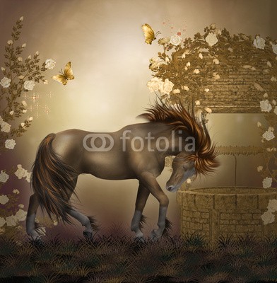Ancello, horse in a roses garden (pferd, garten, rose, rose, rosa, abstrakt, kunst, kunstvoll, hintergrund, classic, wolken, wolken, dunkel, dunkelheit, digitales, traum, traum, verträumt, effekt, fairy, märchen, phantastisch, fantasy, nebel, glühen, leaf, ausreisen, beleuchtung, magisc)