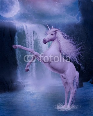 Ancello, last unicorn (einhorn, wasserfall, mond, mondschein, pferd, rosa, abstrakt, kunst, kunstvoll, hintergrund, classic, wolken, wolken, dunkel, dunkelheit, digitales, traum, traum, verträumt, effekt, fairy, märchen, phantastisch, fantasy, nebel, glühen, wasse)