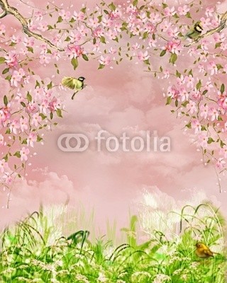 Ancello, traumland (wiese, kirschblüte, blume, rose, rosa, vögel, vögel, wald, baum, baum, magie, magie, taube, taube, frieden, schmetterling, schmetterling, traum, märchen, fliegenpilz, phantasie, fantasy, märchenland, fairy, fairy, hintergrund, verwunschen, märche)