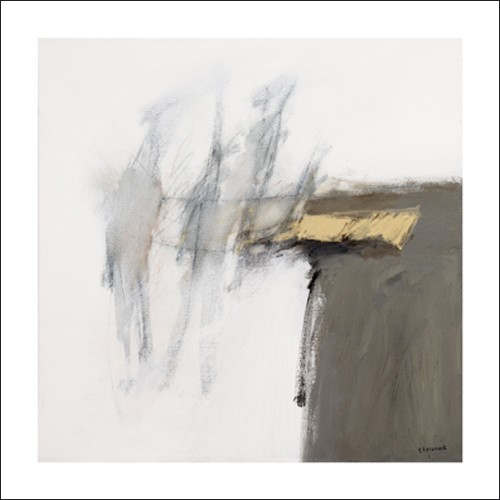 Andr SPRUMONT, L'aube, 2008 (Abstrakt, Malerei, abstrakte Malerei, abstrakte Formen, verschwommen, unscharf, verwischt, Schlieren, modern, Wohnzimmer, Büro, weiß/grau)