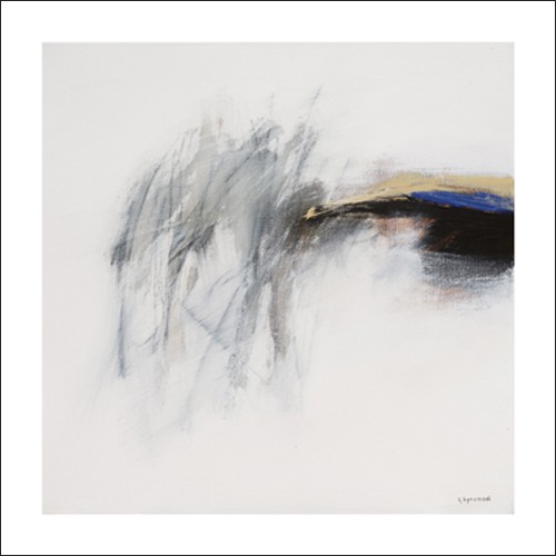 Andr SPRUMONT, Le rveil, 2008 (Abstrakt, Malerei, abstrakte Malerei, abstrakte Formen, verschwommen, unscharf, verwischt, Schlieren, modern, Wohnzimmer, Büro, weiß/schwarz/blau)