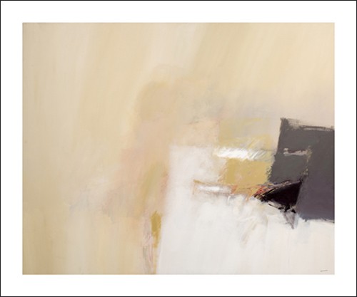 Andr SPRUMONT, Lieu apais, 2003 (Abstrakt, Malerei, abstrakte Malerei, abstrakte Formen, verschwommen, unscharf, verwischt, Schlieren, modern, Wohnzimmer, Büro, weiß/grau/beige)