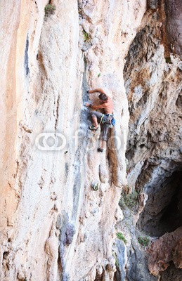 Andrey Bandurenko, Rock climber on a cliff (bergsteiger, klettern, mann, fels, klettern, felsen, natur, guy, aktiv, betätigung, erwachsen, allein, sichern, herausforderung, mut, gefahr, determination, schwer, extrem, voll, griechenland, höhe, hoch, insel, landschaft, blei, leisure, lebensstil, ber)