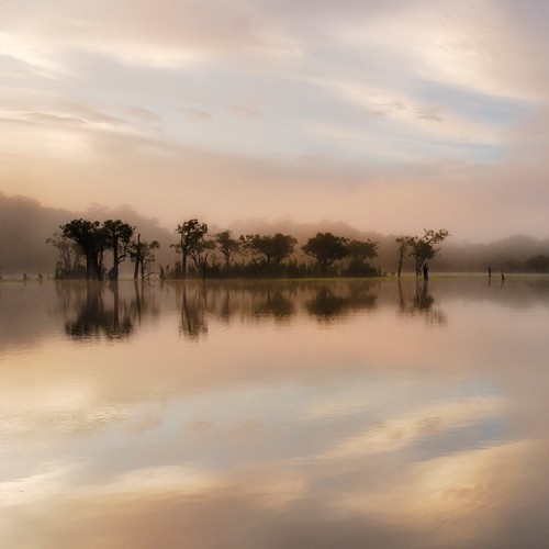 Andy Mumford, Dawn Mist on the Amazon (Wunschgröße, Fotokunst, Landschaft, Amerika, Fluss, Amazonas, Abendstimmung, Sonnenuntergang, Dunst,Reflexionen, Spiegelungen, Einsamkeit, Ruhe, Schlafzimmer, Wohnzimmer, bunt)