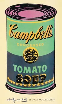 Andy Warhol, Campbell's Soup II (Klassische Moderne, Amerikanische Kunst, Pop Art, Suppen, Dosen, Tomatensuppe, Wohnzimmer, Gastronomie, Küche, Esszimmer, blau / grün)