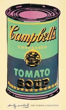 Andy Warhol, Campbell's Soup II (Klassische Moderne, Amerikanische Kunst, Pop Art, Suppen, Dosen, Tomatensuppe, Wohnzimmer, Gastronomie, Küche, Esszimmer, blau / grün)