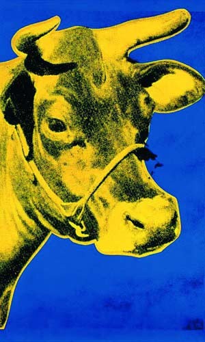 Andy Warhol Cow Poster Kunstdruck Bild mit Alu Rahmen in schwarz 100x70cm 