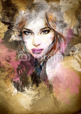 Anna Ismagilova, Beautiful woman face. watercolor illustration (abstrakt, kunst, künstler, hintergrund, schönheit, verfärbt, kosmetik, dekorativ, entwerfen, gesicht, gestalten, mädchen, glamour, frisur, abbildung, tinte, frau, modellieren, modern, malen, party, person, portrait, shoppen, stil, textur, wasserfarbe)