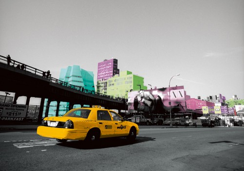 Anne Valverde, Chelsea Cab (Wunschgröße, Fotografie, Fotokunst, Modern, Städte, Büro, Wohnzimmer, Skyline, Auto, Fahrzeug, gelb)
