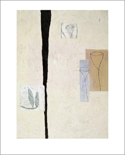 Antje HASSINGER, Untitled, 2000 (Modern, Malerei, Abstrakt, Gläser, Trennung, abstrakte Formen, minimalisitsch, reduziert, zeitgenössisch, Wohnzimmer, Büro, scharz/weiß)