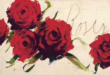 Antonio Massa, Roses (Rosen, Blüten, Blumen, modern, Malerei, Treppenhaus, Wohnzimmer, rot)