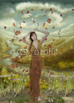 Ancello, autumn fairy (herbst, ausreisen, leaf, frau, weiblich, fairy, kobold, verträumt, kobold, fantasy, fairy, erzählung, lebewesen, abenddämmerung, blume, volk, wald, holz, vorstellung, licht, magisch, magie, mystisch, mythos, natürlich, natur, ray, spirit, spiritua)