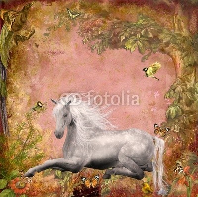 Ancello, pferd im wald (pferd, grau, idylle, ruhe, wald, entspannung, baum, baum, magie, magie, vögel, vögel, frieden, schmetterling, schmetterling, traum, märchen, fliegenpilz, phantasie, fantasy, märchenland, fairy, fairy, hintergrund, verwunschen, märchen, herbs)