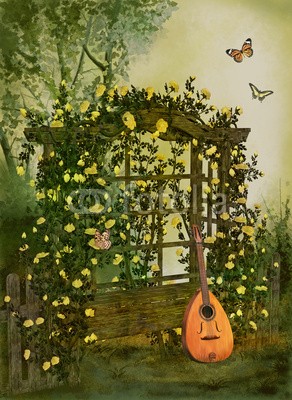 Ancello, roses garden (kunst, kunstvoll, hintergrund, schmetterling, schmetterling, classic, wolken, wolken, digitales, traum, traum, verträumt, effekt, fairy, märchen, phantastisch, fantasy, nebel, glühen, instrumente, beleuchtung, laute, magisch, manipulation, nebel, musi)