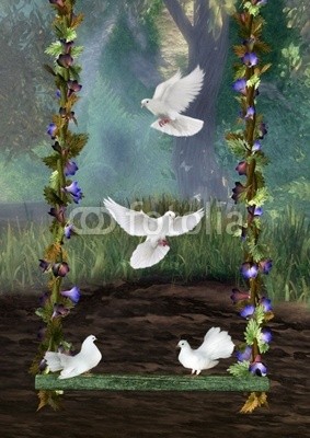 Ancello, schaukel (schaukel, taube, taube, vögel, vögel, frieden, märchen, fliegenpilz, phantasie, fantasy, märchenland, fairy, fairy, hintergrund, verwunschen, wald, märchen, herbst, verträumt, nacht, pilz, pilz, stern, stern, fabel, regenbogen, funkeln, glanzvoll, 1)