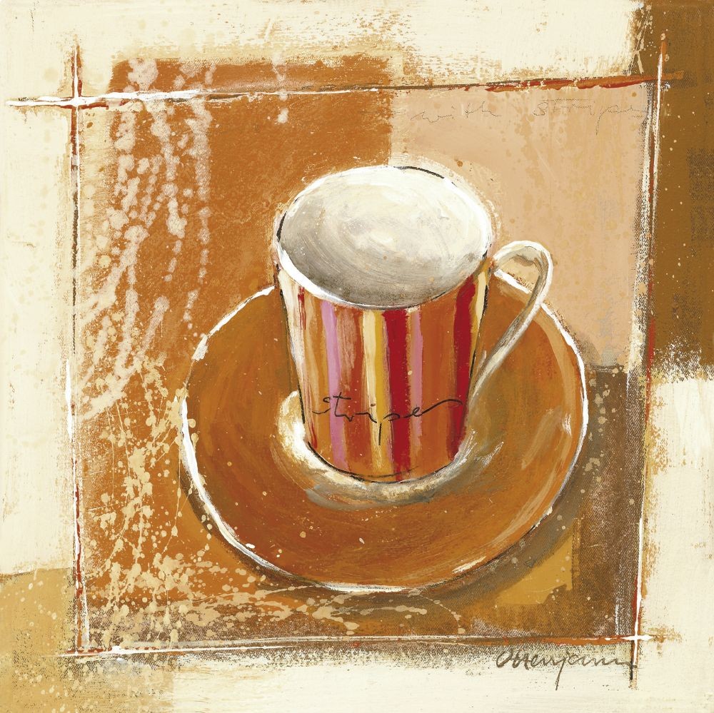 Andrea Ottenjann, Espresso IIi (Kaffee, Kaffeetasse, Tasse, modern, Malerei, Küche, Gastronomie, Bistro, orange/beige)