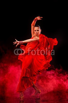 Andy-pix, Young woman dancing Latino on dark smoky background (aktion, erwachsen, attraktiv, ballerina, ballett, schöner, schwarz, karneval, kaukasier, classic, verfärbt, tanzen, tänzer, garniert, eleganze, elegant, ausdruck, gestalten, weiblich, flamenco, mädchen, hispanics, menschlich, lateinisch, leisur)