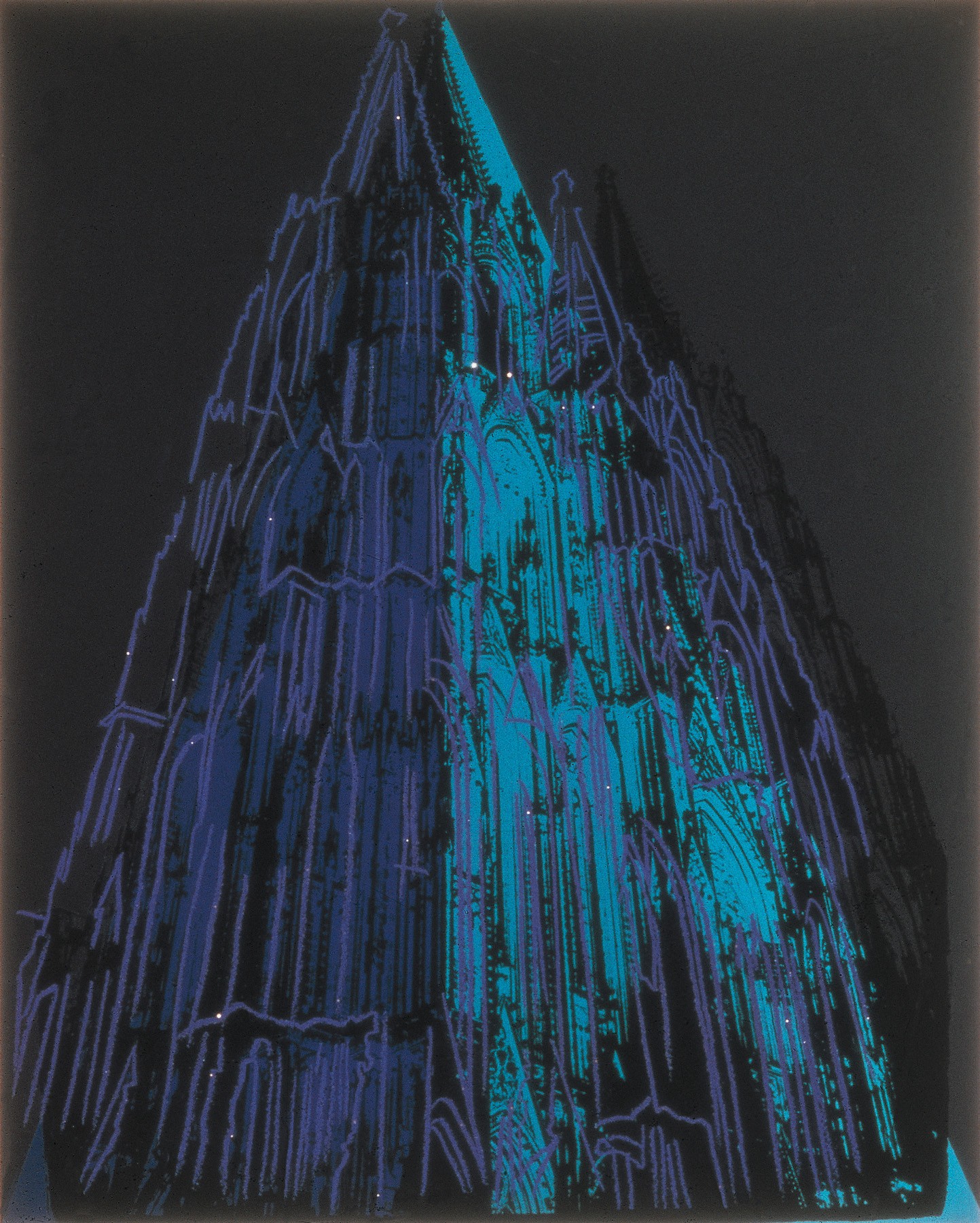 Andy Warhol, Cologne Cathedral (blue) (Klassische Moderne, Amerikanische Kunst, Pop Art, Kölner Dom, Architektur, Kirche, Dom, Wohnzimmer, Business, Büro, blau)