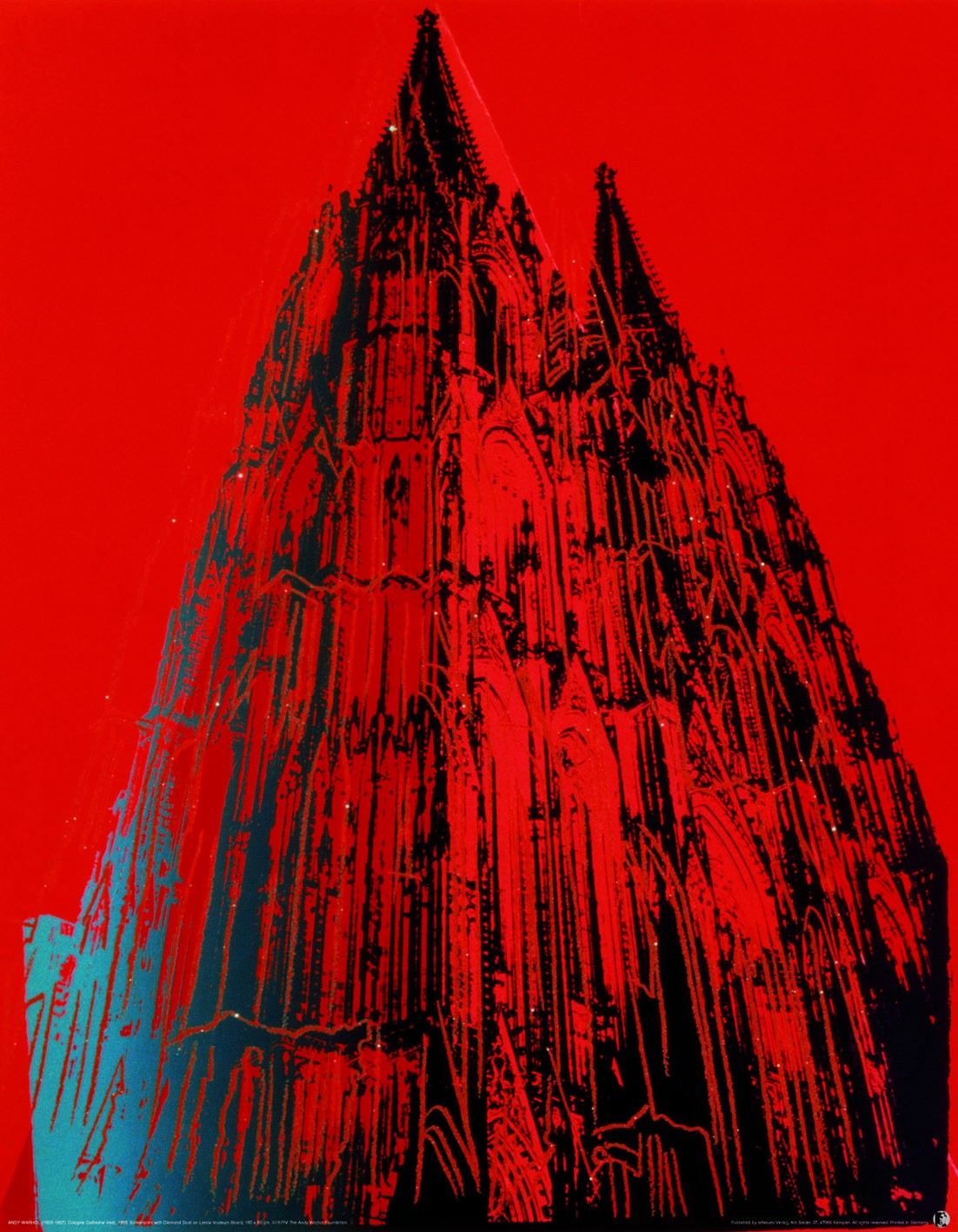 Andy Warhol Kölner Dom rot Poster Bild Kunstdruck im Alu Rahmen schwarz 90x70cm
