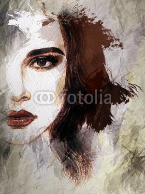 Anna Ismagilova, Beautiful woman face. watercolor illustration (abstrakt, kunst, künstler, hintergrund, schönheit, verfärbt, kosmetik, dekorativ, entwerfen, gesicht, gestalten, mädchen, glamour, frisur, abbildung, tinte, frau, modellieren, modern, malen, party, person, portrait, shoppen, stil, textur, wasserfarbe)