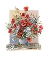Anna Paleta, Red Poppys (Blumen, roter Mohn, Klatschmohn, Mohnblumen, Stillleben, Blumenstrauß, Vase, Wunschgröße, Floral, Treppenhaus, Wohnzimmer, Malerei, bunt)