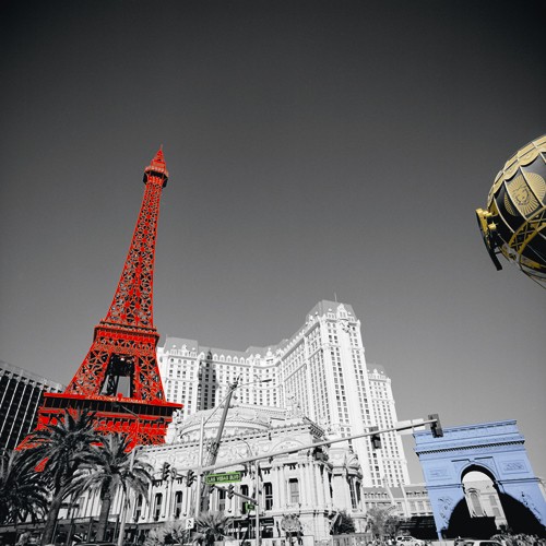 Anne Valverde, Paris Vegas (Wunschgröße,Fotografie, Fotokunst, Modern, Städte, Eiffelturm, Eiffelturm rot, Büro, Wohnzimmer)