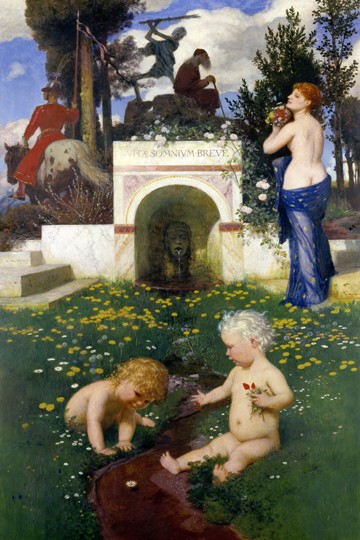 Arnold Böcklin, Vita somnium Breve (Das Leben ist ein kurzer Traum, Lebensalter, Kinder, Erwachsene, Alter, Tod, Symbolismus, Wunschgröße, Klassiker, Wohnzimmer, bunt)