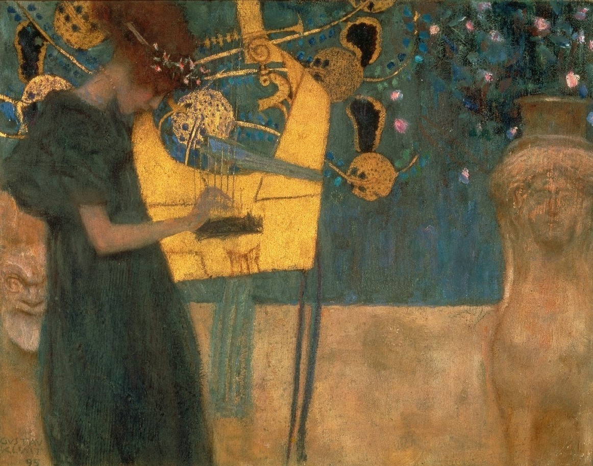 Gustav Klimt, Die Musik. 1895 (München,Neue Pinakothek,Klimt,Gustav,1862-1918,Lwd.,Musik,Klimt,Jugendstil,19. Jahrhundert, Bayerische Staatsgemäldesammlungen)