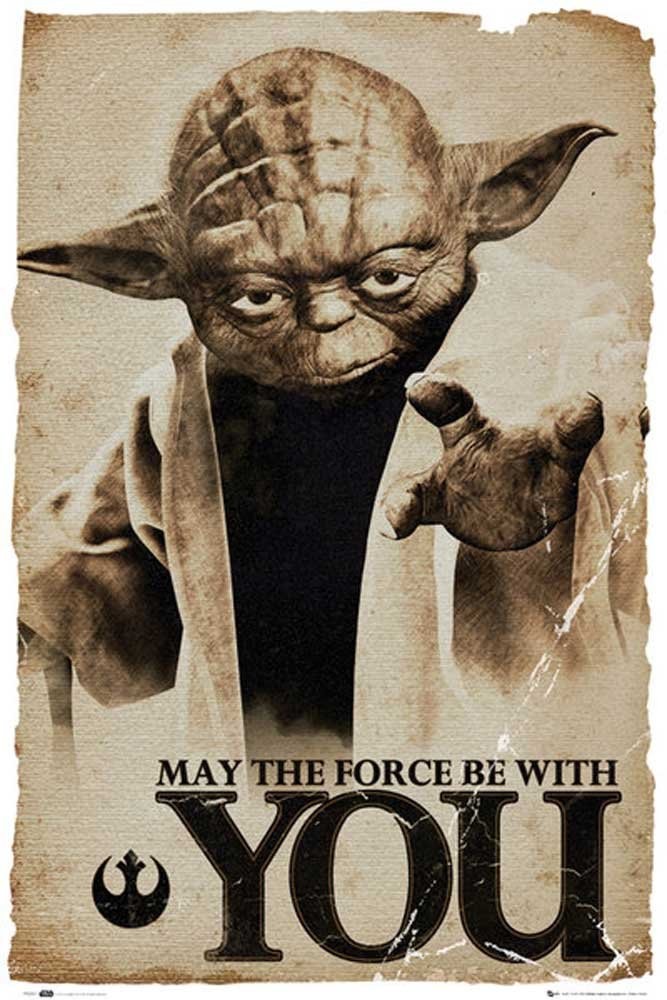 Leinwandbild, Unbekannt, Star Wars - yoda may the force (Star Wars, Master Yoda, Möge die Macht mit dir sein, Helden, Bösewichte, Kämpfer, Kino, Entertainment, Film, Jugendzimmer, Plakat, bunt)