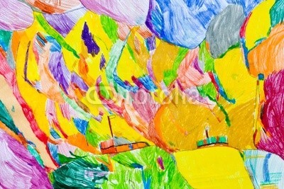 arsdigital, Abstract landscape IV (kunst, hintergrund, zeichnung, malerei, abstrakt, bunt, landschaft, kind, malen, papier, zeichnen, phantasie, malen, formular, baum, blume, wolken, boot, wasser, himme)