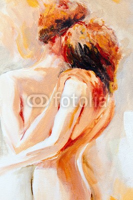 arsdigital, Zweisamkeit (kunst, malerei, malerei, liebe, liebende, herbst, verliebt, abstrakt, modern, bilder, malen, körper, mann, frau, sätze, plakat, schirm, linie, textur, formular, bewegung, warm, reproduktio)