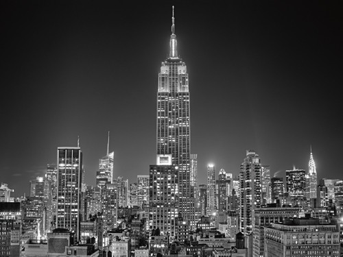 Aurélien Terrible, 230 5th Avenue (Fotokunst, New York, Städte, Metropole, Skyline, Empire State Building, Architektur, Nachtszene, Beleuchtung, Wohnzimmer, Büro, Jugendzimmer, schwarz / weiß)