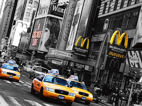 Aurélien Terrible, A Chorus Line (Wunschgröße, Fotografie, New York, Städte, Metropole, Architektur ,Mc Donalds,  gelbes Taxi, Treppenhaus, Wohnzimmer, Büro, schwarz / weiß)