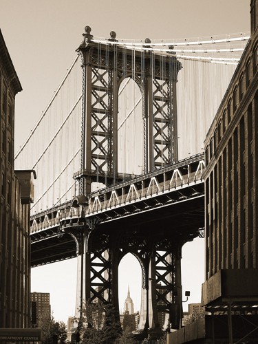 Aurélien Terrible, Manhattan Bridge (Wunschgröße, Städte, Metropole, New York, Architektur, Brücke, Brückenpfeiler, Verstrebungen, Wohnzimmer, Büro, schwarz / weiß)