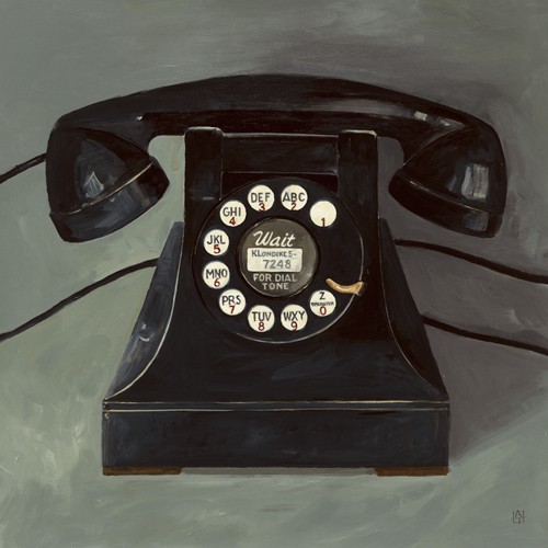 Avery Tillmon, Classic Telephone (Malerei, Objektmalerei, Telefon, Drehscheibe, Nostalgie, Alt, Wohnbereich, Büro, Treppenhaus, schwarz / grau)