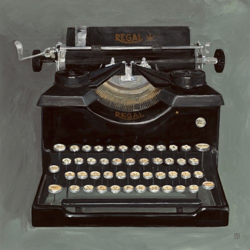 Avery Tillmon, Classic Typewriter (Malerei, Objektmalerei, Schreibmaschine, Nostalgie, Alt, Wohnbereich, Büro, Treppenhaus, schwarz / grau)
