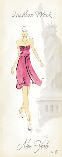 Avery Tillmon, Fashion Lady II (Wunschgröße, Zeichnung, Mode, New York, Amerika, Fashion Model, Kleid, Frau, Freiheitsstatue, Modesalon, Wohnzimmer, Schlafzimmer, Boutique, bunt)