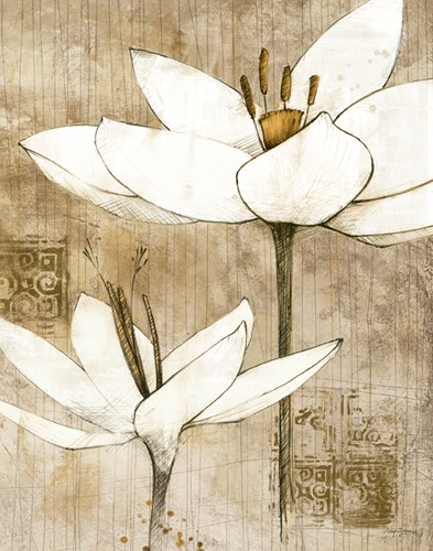 Avery Tillmon, Pencil Floral I (Wunschgröße, Zeichnung, Malerei, Blumen, Natur, Floral, Blüten, weiße Blütenblätter, Schlafzimmer, Wohnzimmer, Treppenhaus, bunt)
