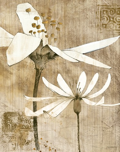 Avery Tillmon, Pencil Floral II (Wunschgröße, Zeichnung, Malerei, Blumen, Natur, Floral, Blüten, weiße Blütenblätter, Schlafzimmer, Wohnzimmer, Treppenhaus, bunt)