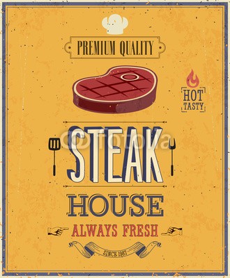 avian, Vintage Steak House Poster. Vector illustration. (abstrakt, inserieren, reklame, kunst, hintergrund, barbecue, barbecue, schöner, rindfleisch, best, kalligraphie, karte, huhn, konzept, kreativ, deko, dekoration, dekorativ, entwerfen, emblem, bauernhof, flyer, frisch, grafik, grill, haus, icon, abbildun)